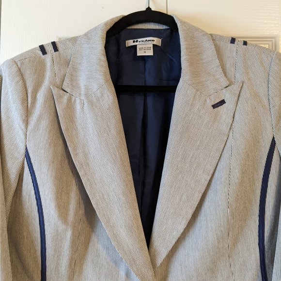 Nygard Collection Blue Striped Blazer sz 14 - Picture 2 of 10